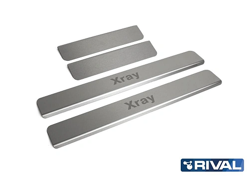 Накладки порогов RIVAL (4 шт.) Lada XRAY/XRAY CROSS 2016-/2018- (название модели)
