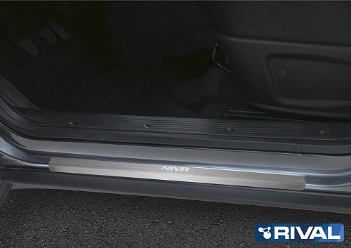 Накладки порогов RIVAL (4 шт.) Chevrolet Niva 2009- (название модели)