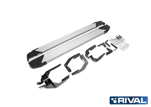 Порог-площадка &quot;Silver&quot; F180AL + комплект крепежа, RIVAL, Lexus RX 2015-