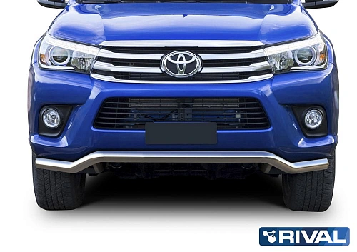 Защита переднего бампера d57 волна + комплект крепежа, RIVAL, Toyota Hilux 2015- (кроме Exclusive)